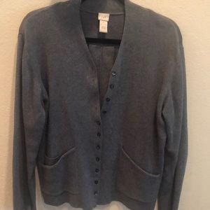 SZ M J. Jill Gray Button Down Sweater with Pockets